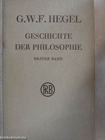 Vorlesungen über die Geschichte der Philosophie I.