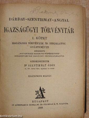 Igazságügyi törvénytár I.