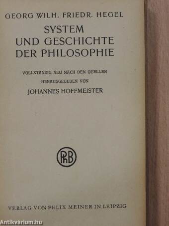 Vorlesungen über die Geschichte der Philosophie I.