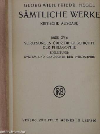 Vorlesungen über die Geschichte der Philosophie I.