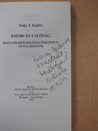 Eszme és valóság (dedikált példány)