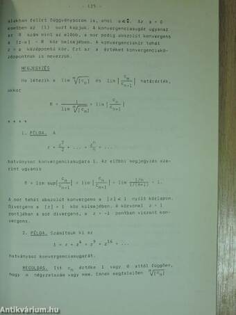 Matematika - Komplex függvénytan II.