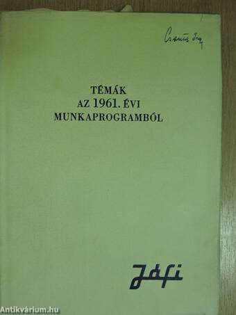 Témák az 1961. évi munkaprogramból