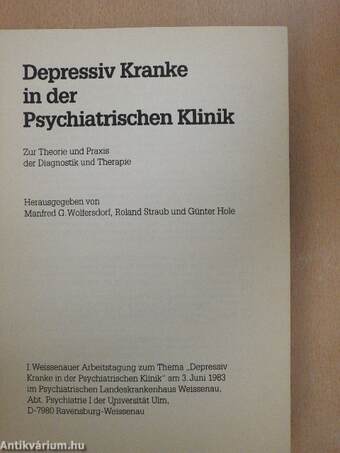 Depressiv Kranke in der Psychiatrischen Klinik