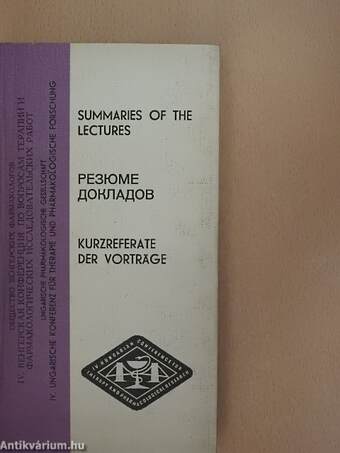 Summaries of the lectures/Kurzreferate der Vorträge