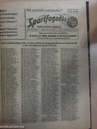 Sportfogadás 1965-1966. (vegyes számok) (25 db)