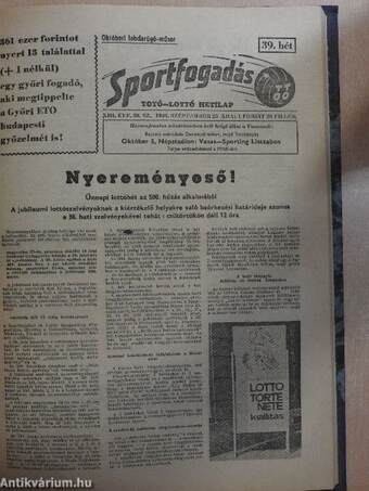 Sportfogadás 1965-1966. (vegyes számok) (25 db)