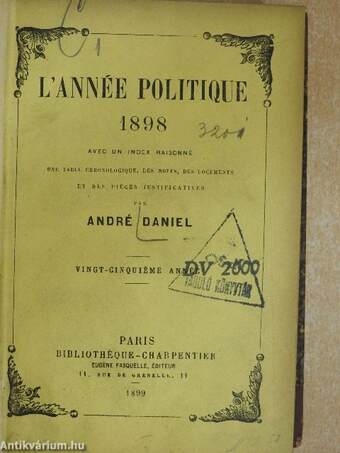 L'année politique 1898