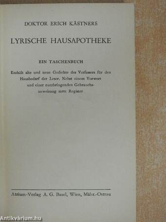 Doktor Erich Kästners Lyrische Hausapotheke