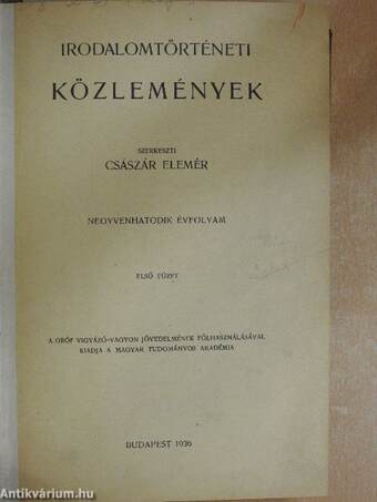 Irodalomtörténeti Közlemények 1936-1937. (vegyes számok) (6 db)