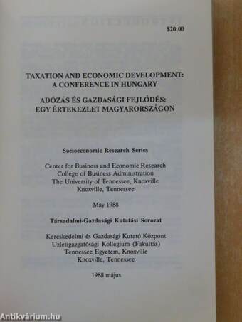 Taxation and Economic Development: A Conference in Hungary