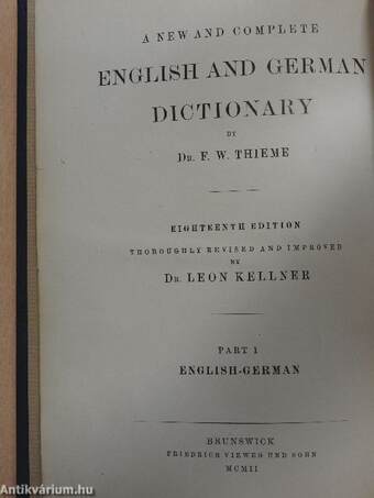 Neues und vollständiges Handwörterbuch der englischen und deutschen Sprache I-II.