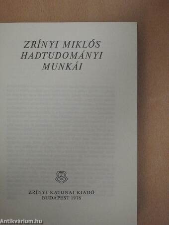 Zrínyi Miklós hadtudományi munkái