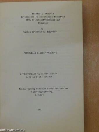 Filozófiai Figyelő Évkönyve 1981/II. 