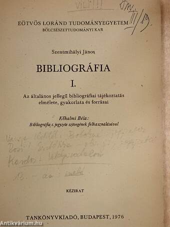 Bibliográfia I.