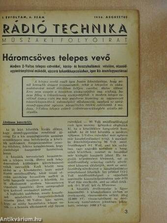 Rádió Technika 1936. augusztus