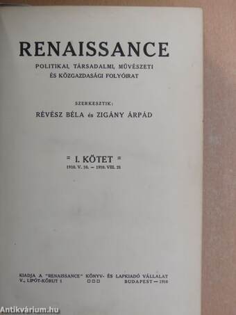 Renaissance I. 1910. (nem teljes évfolyam)