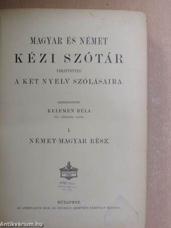 Magyar és német kézi szótár I-II.