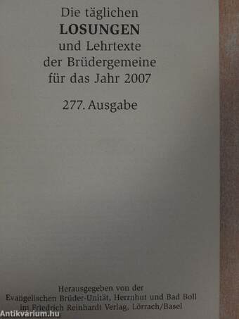 Die täglichen Losungen und Lehrtexte der Brüdergemeine für das Jahr 2007