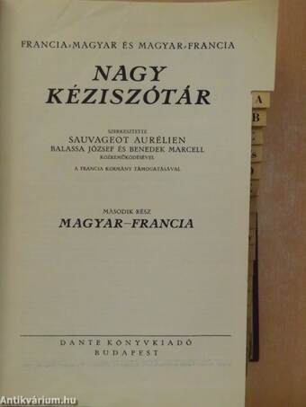 Francia-magyar és magyar-francia nagy kéziszótár II.