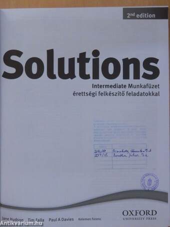 Solutions - Intermediate - Munkafüzet - CD-vel