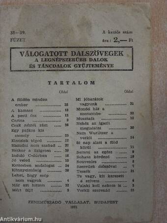 Válogatott dalszövegek 38-39.