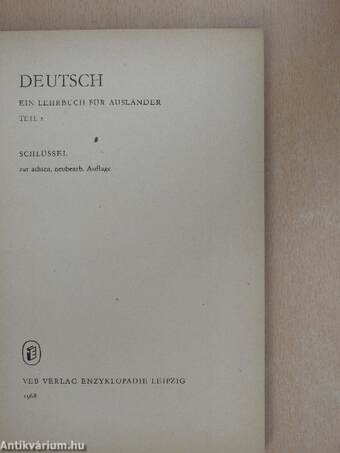 Deutsch - Ein Lehrbuch für Ausländer - Schlüssel 2.