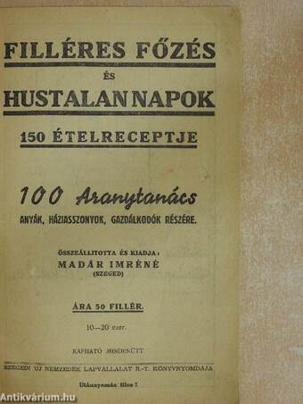 Filléres főzés és hustalan napok 150 ételreceptje