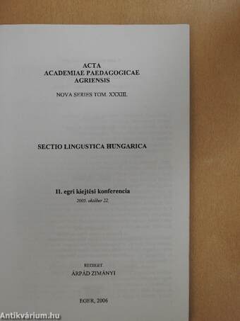 Acta Academiae Paedagogicae Agriensis