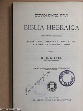 Biblia Hebraica I.