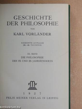 Geschichte der Philosophie III.