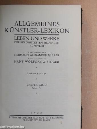 Allgemeines Künstler-Lexikon I.