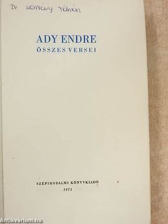 Ady Endre összes versei II. (töredék)