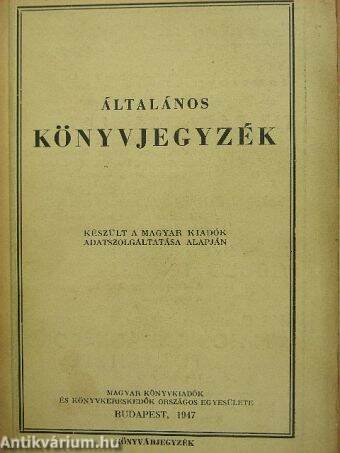 Általános könyvjegyzék 1947.