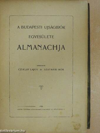 A Budapesti Ujságirók Egyesülete Almanachja 1906