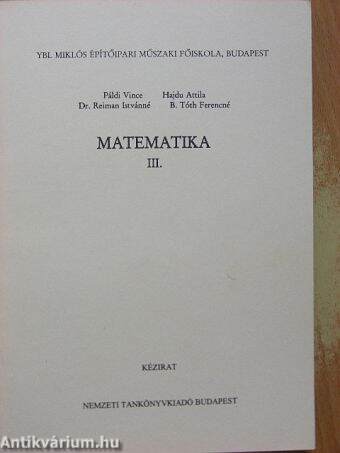 Matematika III.