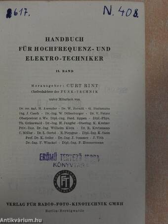 Handbuch für hochfrequenz- und elektro-techniker II.