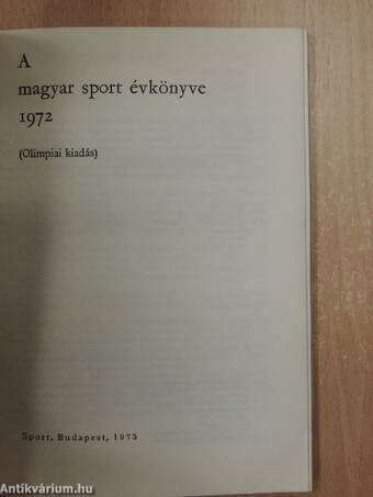 A Magyar Sport Évkönyve 1972