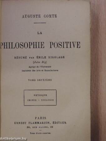 La Philosophie Positive II. (töredék)