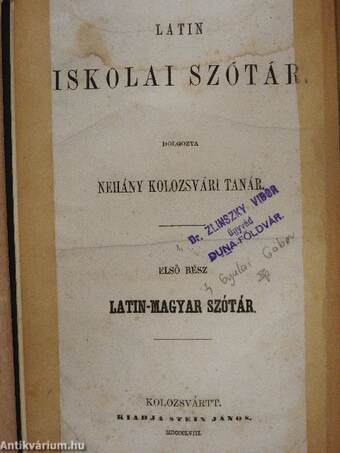 Latin-magyar iskolai szótár I.