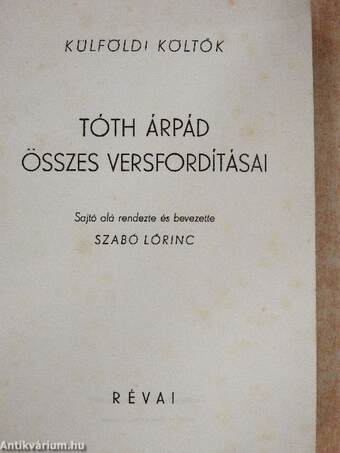 Tóth Árpád összes versfordításai