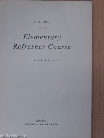 An Elementary Refresher Course