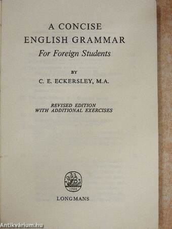 A Concise English Grammar for Foreign Students