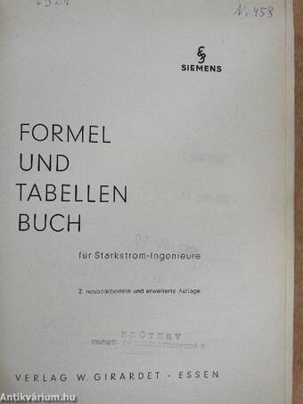 Formel und Tabellen Buch für Starkstrom-Ingenieure