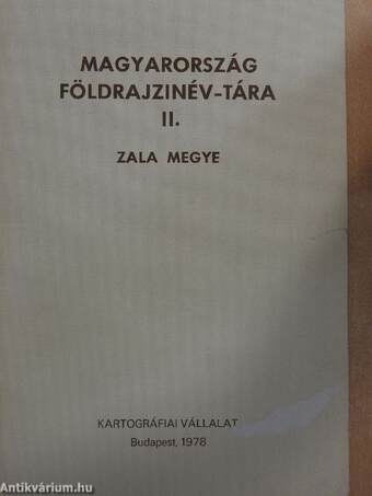 Magyarország földrajzinév-tára II. - Zala megye