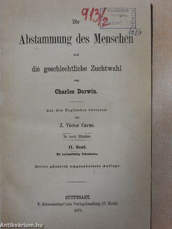 Die Abstammung des Menschen und die geschlechtliche Zuchtwahl II. (töredék)