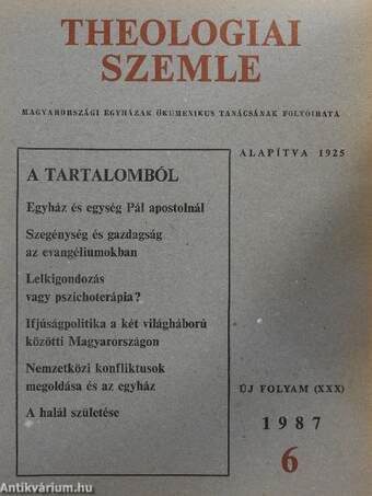 Theologiai Szemle 1987/6.
