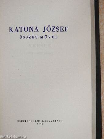 Katona József összes művei II. (töredék)