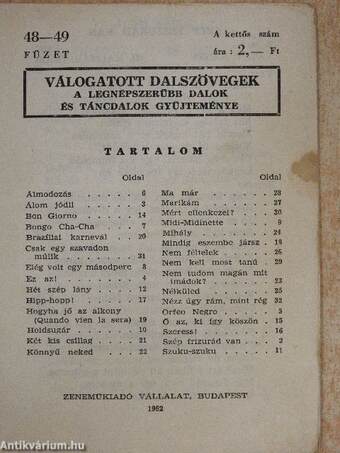 Válogatott dalszövegek 48-49.