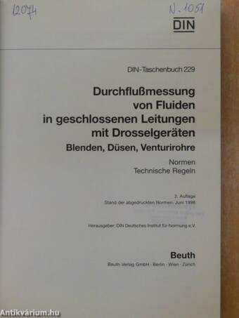 Durchflußmessung von Fluiden in geschlossenen Leitungen mit Drosselgeräten